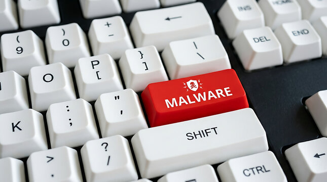 Malware Keyboard Button &ndash; Cybersecurity, Malicious Software and Digital Threat Protection Concept