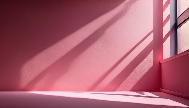 Sencillo Y Precioso Fondo Rosa Con Sombras De Ventana Iluminada Y Baldas Para Presentacion De Productos