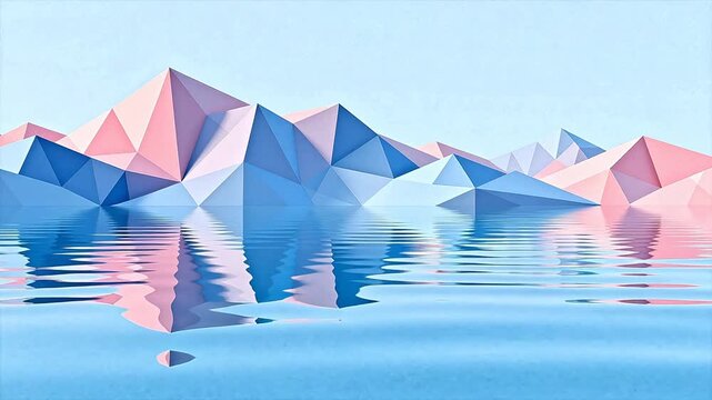 Abstract geometric mountain and water reflection