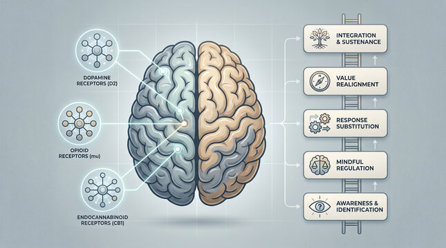 Frontal Brain Dopamine Receptor Chart With Recovery Ladder Infographic
