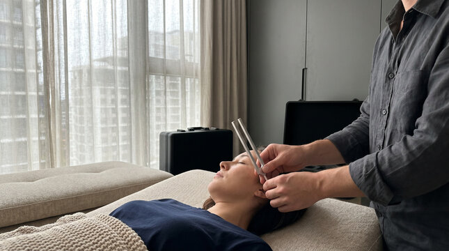 Private Tuning Fork Therapy In Urban Apartment Wellness Treatment Room
