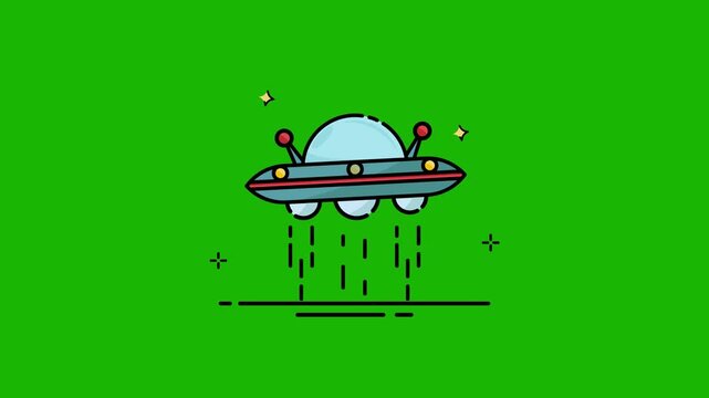 Alien UFO Green Screen Animation | Flying Saucer Chroma Key Motion Graphics