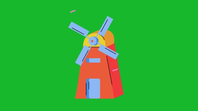 Wind Turbine Animation Green Screen | Renewable Energy Vector Motion Graphics 4K