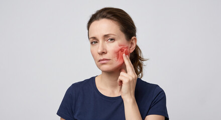 Fototapeta premium Medical Portrait Hybrid Showing Temporomandibular Joint Pain Overlay