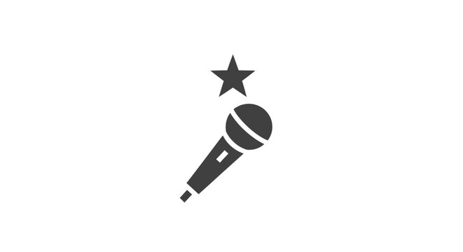 Microphone with star symbol above it.
