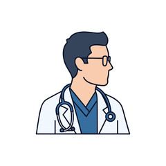 Fototapeta premium A professional male doctor wearing a white coat and a stethoscope