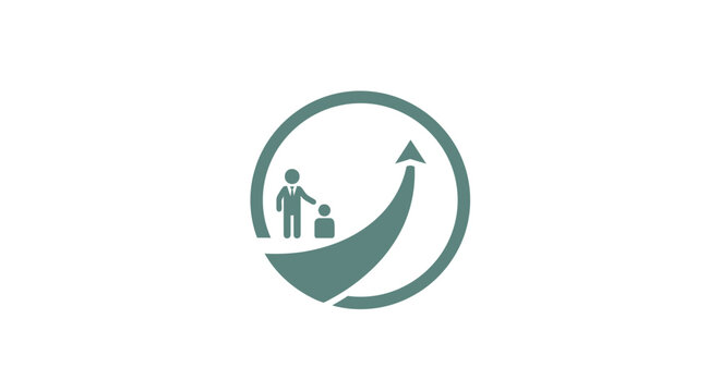 Green icon of business partnership growth.