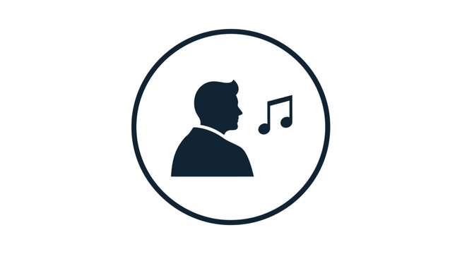 Man Singing Music Note Icon.