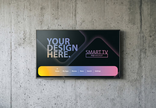 Smart Tv Mockup on concrete wall