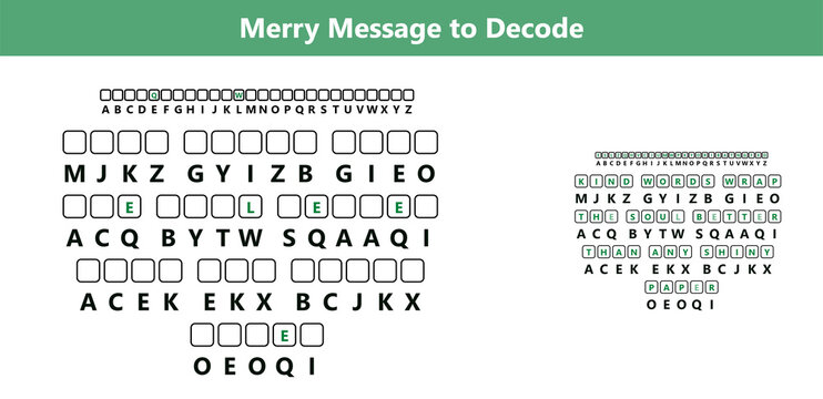Christmas cryptogram puzzle printable holiday word game activity worksheet