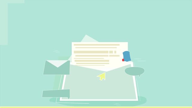 New message open and check message text, important data text check concept, animation clip