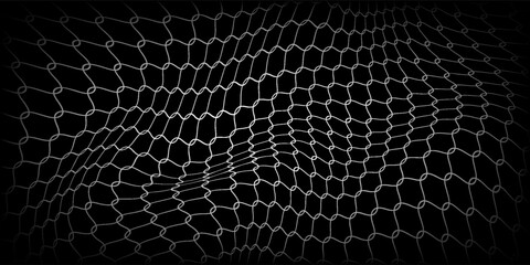 Fishing net seamless pattern. Soccer and football gates mesh. Fishnet texture. Basketball hoop and hockey net pattern. Sportswear texture. Chain link fence. Vector illustration on black background. © dadang