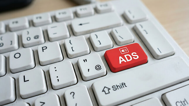 Ads Keyboard Button &ndash; Digital Advertising, Online Marketing and Pay-Per-Click Campaign Concept