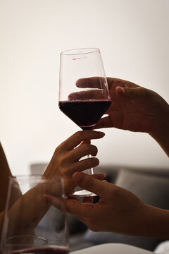 SUJETANDO UNA COPA DE VINO