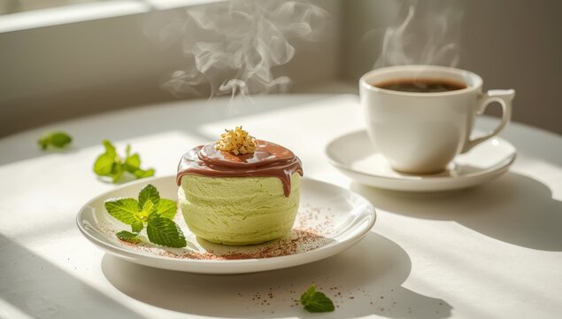 Mini green tea chiffon cake