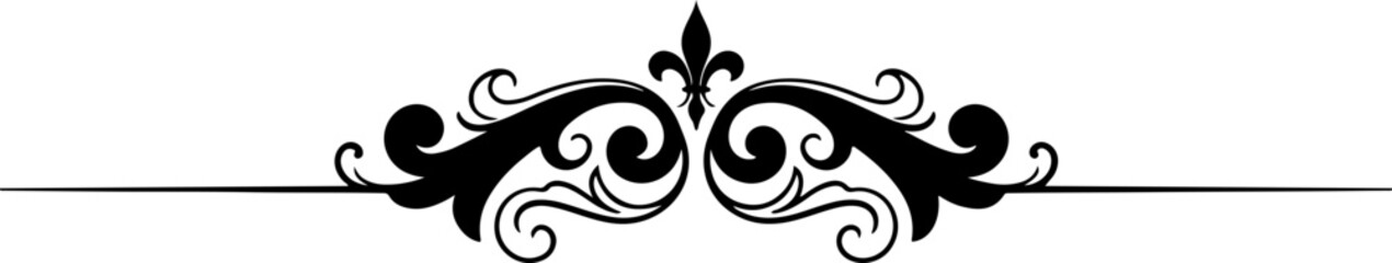 Decorative flourish divider with fleur de lis emblem ornament flourish decorative © Beauty