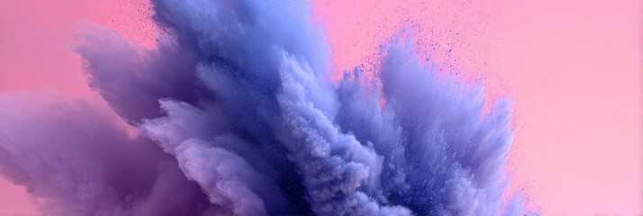 Fototapeta premium A vibrant explosion of purple and pink smoke against a soft, pastel background.