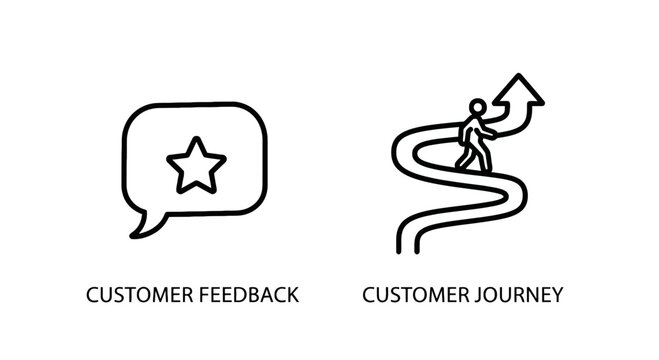 Customer feedback star rating and successful journey path icons with customer feedback experience marketing business satisfaction strategy