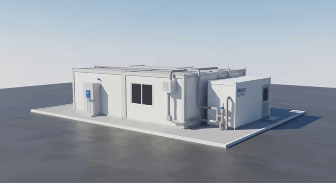 3D rendering of a modern prefabricated building.