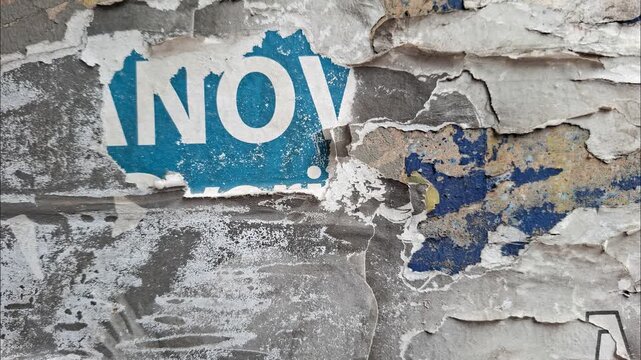 Grungy ripped and torn street poster background timelapse 
