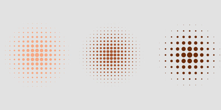 Set of halftone circles. Vector illustration.