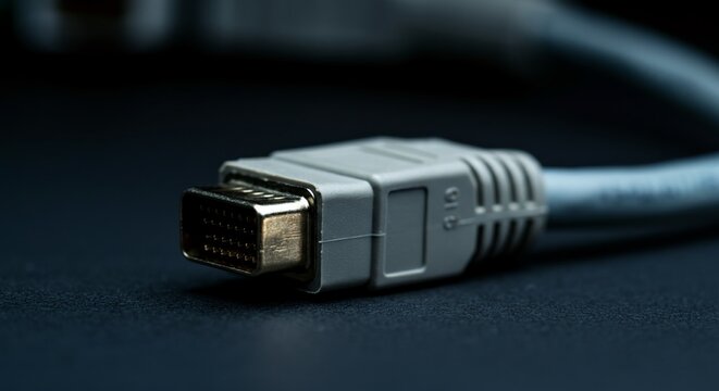 Extreme macro photography close up side profile unplugged grey SCSI.