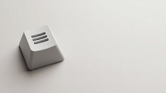 Minimalist white computer keycap with hamburger menu icon on white background