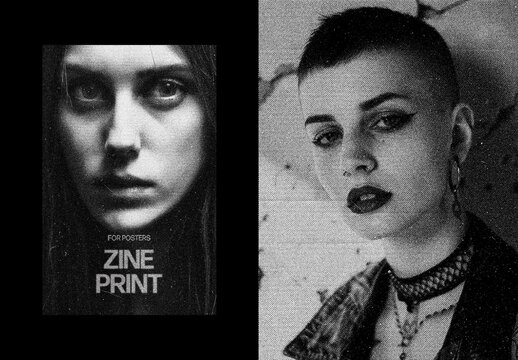 Vertical Zine Print Effect For Poster And Print Design
