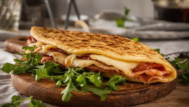 Piadina with ham and cheese from Italy