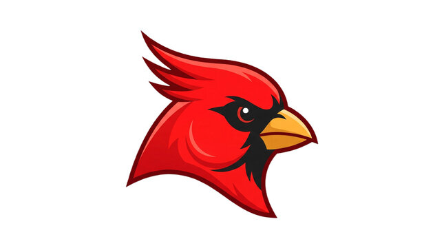 Mascot Bird Cardinal cartoon head vector white background digital illustration for bird logo mascot design Perfect exact visual clone of for a clean commercial emblem showing a bold stylized