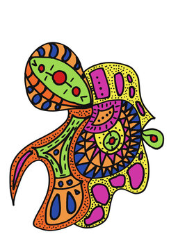 Colorful Tribal Abstract Creature Illustration