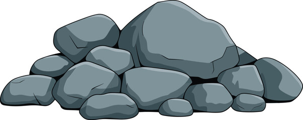 Cartoon gray rock pile stone boulder formation vector illustration isolated natural geological element landscape design collection © Sume