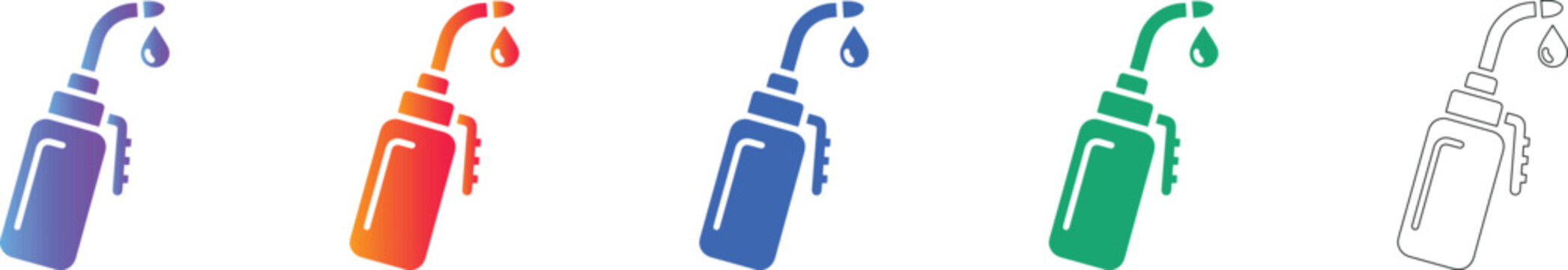 Squeeze Bottle with Liquid Drop Icon Set