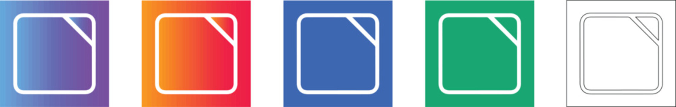 Set of Colorful Rounded Square Icons with Corner Detail