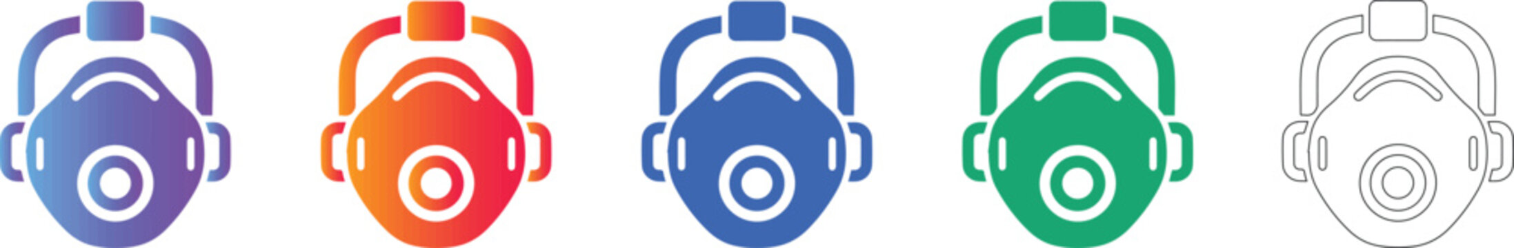 N95 Protective Respirator Mask Icon Set