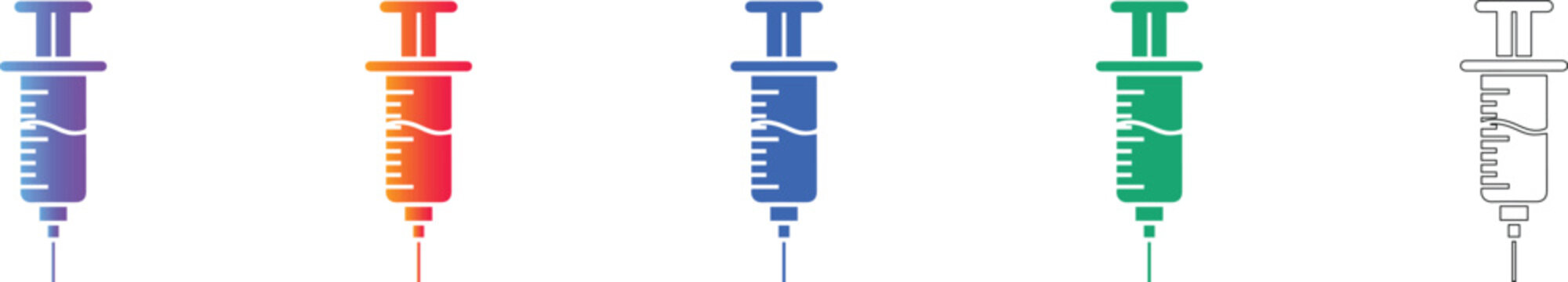 Hypodermic Syringe Icons Set