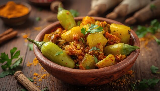 Pointed gourd and potato stir-fry, Indian dish