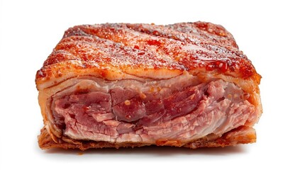 Fototapeta premium Pork belly on a white background with a cutout.