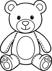 Fototapeta premium Cute black and white vector illustration of a friendly teddy bear for children coloring books