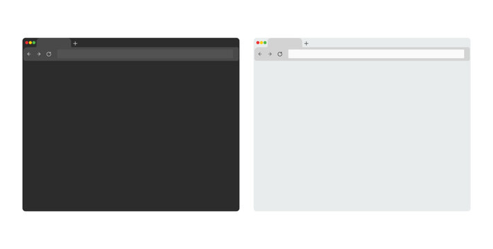 Web Browser Window Mockup Template Set | Light and Dark Browser Interface Vector Illustration