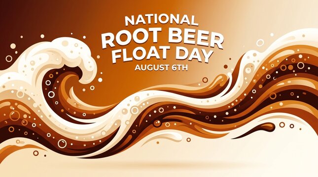National Root Beer Float Day Abstract Foam Wave Illustration with Cream and Soda Liquid Texture 