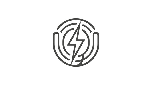 Modern Minimalist Monogram Logo with Circular Lightning Bolt Design in Monochrome with high quality professional line art symbols for modern creative design and digital branding projects