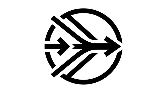 Confluence Icon: Arrows Merging into One, Symbolizing Unity, Integration, Focus