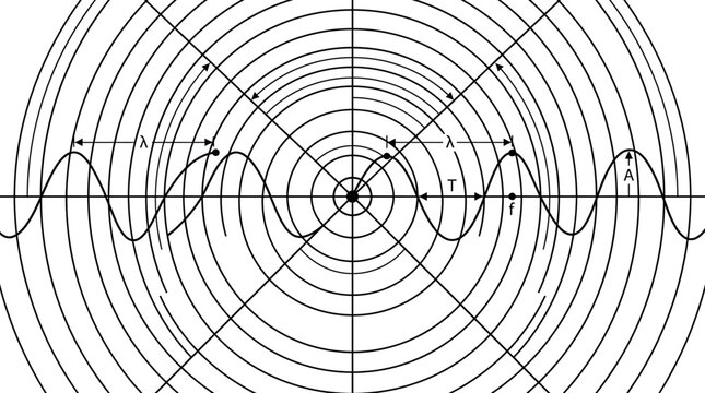 Concentric Wave Propagation Diagram: Science, Physics, Sound, Light Waves