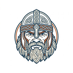 Obraz premium Viking warrior portrait with helmet and braided beard.