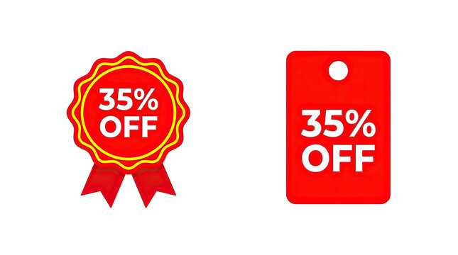 35 off discount labels isolated on transparent background
