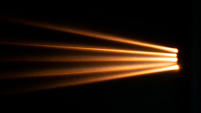 Four Golden Light Shafts Converging To A Bright Point