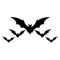 Fototapeta premium Halloween Bat and Bats Silhouette Isolated on White Background
