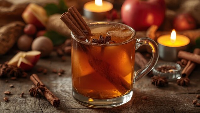 Spiced apple cider punch with cinnamon, star anise, and homemade alcohol.