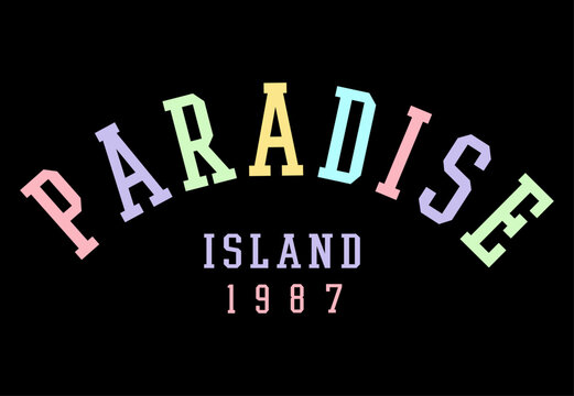 Vintage Paradise Island 1987 Retro Varsity Typography Vector Design